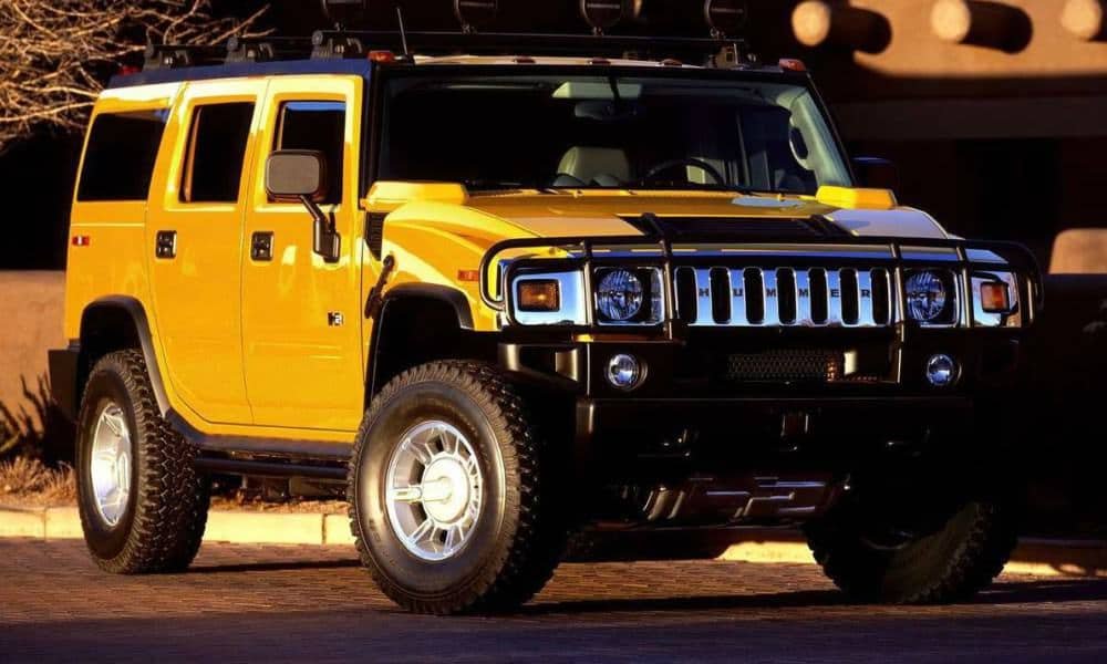 Yellow Hummer H2 SUV