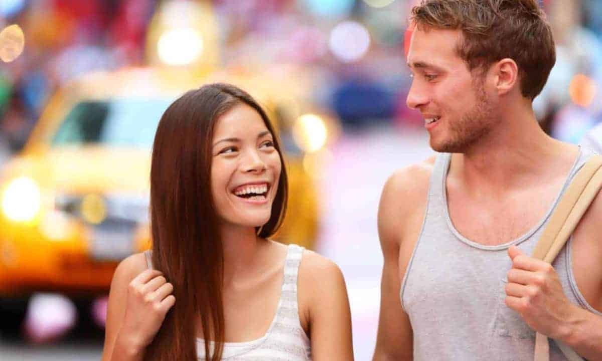 Fun topics to talk about  - couple laughing 